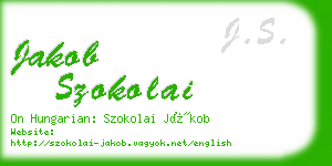 jakob szokolai business card